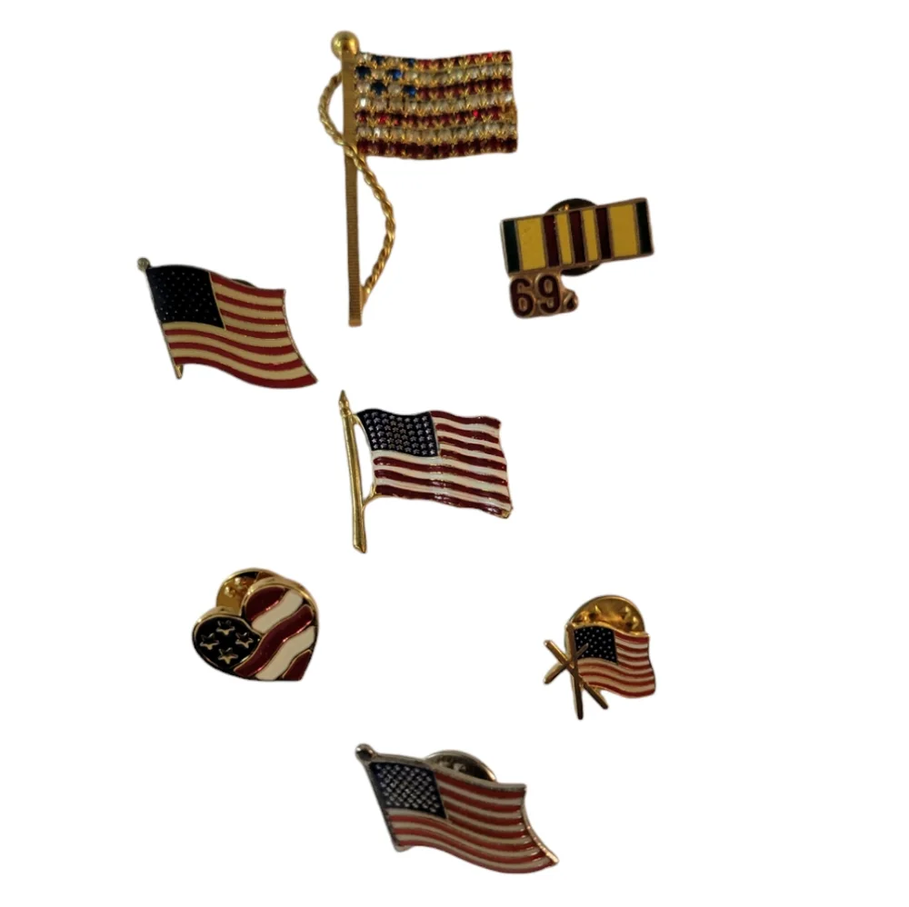 American Flag 4th Of July Brooch Pin Set 9